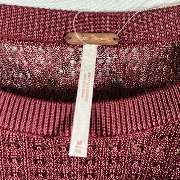 Free People H20 Crew Pullover Sweater Womens Open Knit Ribbed Mesh Sz Medium - Picture 9 of 13